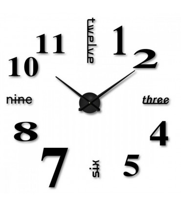 Стилен 3D стенен часовник с лепящи се цифри - модел 4215