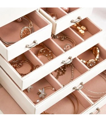 Голямо луксозно куфарче за бижута - БЯЛ ЦВЯТ модел 1119