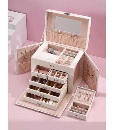 Голямо луксозно куфарче за бижута - БЯЛ ЦВЯТ модел 1119