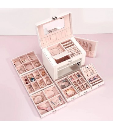 Голямо луксозно куфарче за бижута - БЯЛ ЦВЯТ модел 1119