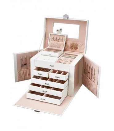 Голямо луксозно куфарче за бижута - БЯЛ ЦВЯТ модел 1119