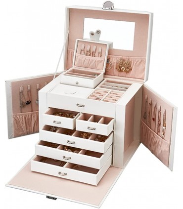 Голямо луксозно куфарче за бижута - БЯЛ ЦВЯТ модел 1119