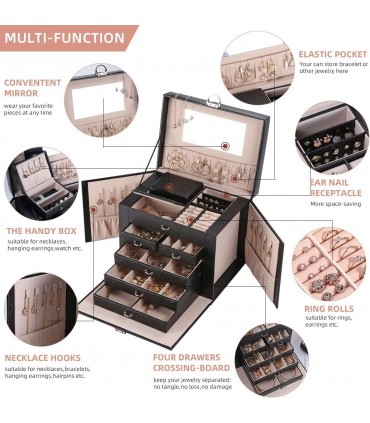 Голямо луксозно куфарче за бижута - ЧЕРЕН ЦВЯТ модел 1119