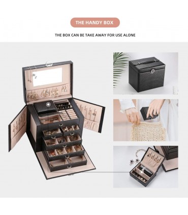 Голямо луксозно куфарче за бижута - ЧЕРЕН ЦВЯТ модел 1119