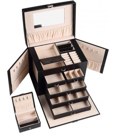 Голямо луксозно куфарче за бижута - ЧЕРЕН ЦВЯТ модел 1119