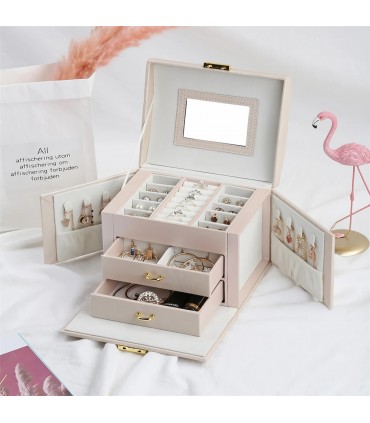 Кутия за бижута с отварящи се страници - КРЕМАВ ЦВЯТ - модел 2756