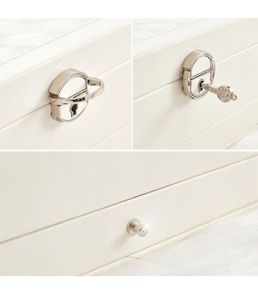 Луксозна кожена кутия за бижута и козметика с 2 нива - код 2755