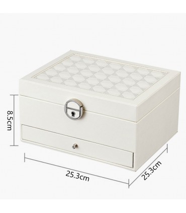 Луксозна кожена кутия за бижута и козметика с 2 нива - код 2755