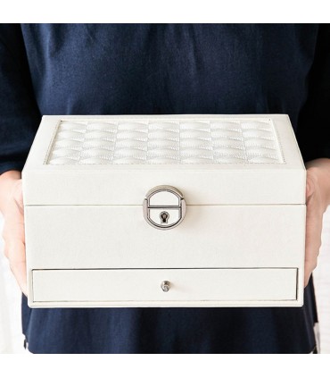 Луксозна кожена кутия за бижута и козметика с 2 нива - код 2755