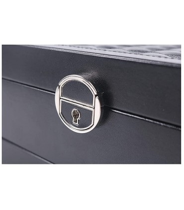 Стилна кожена кутия за бижута с 2 нива - ЦВЯТ ЧЕРЕН - код 2755