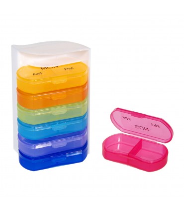 Разноцветни кутии за хапчета с дните от седмицата 7 х 10 см