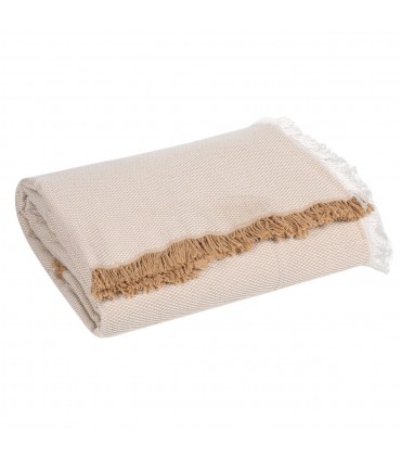Декоративен шал Бежов двуцветен ресни Бяло бежово 180x160cm