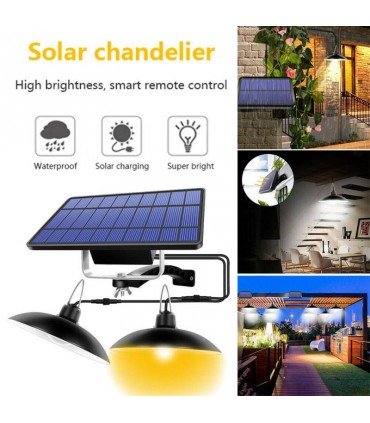 2 броя висяща лампа полилей със соларен панел и дистанционно