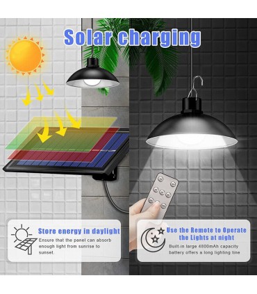 2 броя висяща лампа полилей със соларен панел и дистанционно