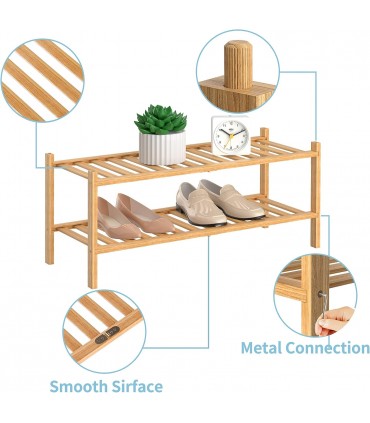 Красива бамбукова етажерка за обувки на 2 нива