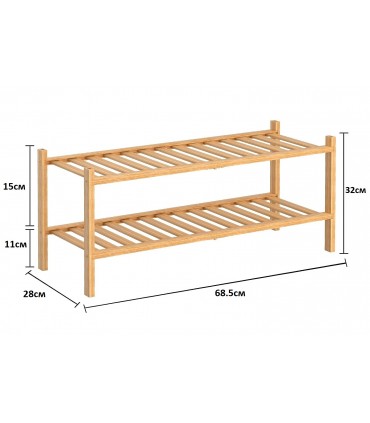 Красива бамбукова етажерка за обувки на 2 нива