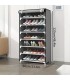 Текстилен стелаж тип шкаф за обувки със 7 реда - СИВ