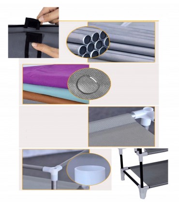 Текстилен шкаф за обувки на 9 реда - БЕЖОВ