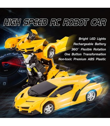 Трансформърс кола робот с дистанционно управление - ЖЪЛТ ЦВЯТ