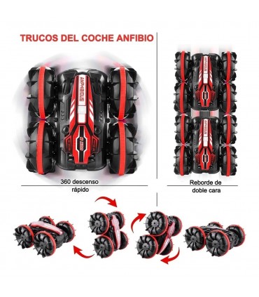 Червена детска количка Амфибия за вода и суша с 2 дистанционни