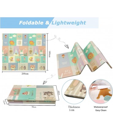 Сгъваемо детско килимче за игра, топлоизолиращо 180x200х1см - Мече и горски животни