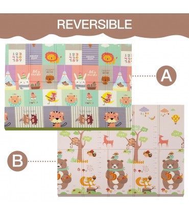 Сгъваемо детско килимче за игра, топлоизолиращо 180x200х1см - Мече и горски животни
