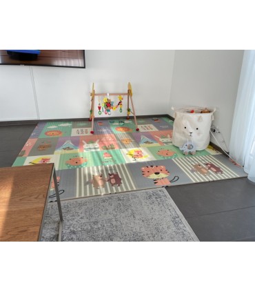 Сгъваемо детско килимче за игра, топлоизолиращо 180x200х1см - Мече и горски животни