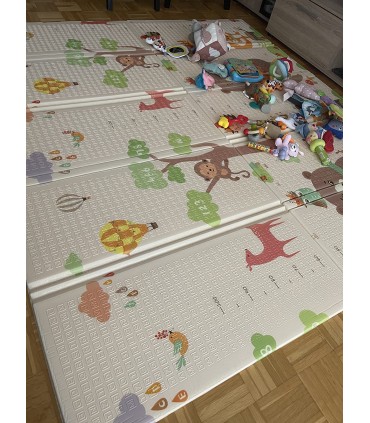 Сгъваемо детско килимче за игра, топлоизолиращо 180x200х1см - Мече и горски животни