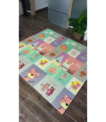 Сгъваемо детско килимче за игра, топлоизолиращо 180x200х1см - Мече и горски животни
