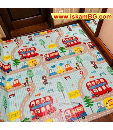 Сгъваемо детско килимче за игра, топлоизолиращо 180x200х1см - Превозни средства + Животни в самолет