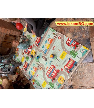 Сгъваемо детско килимче за игра, топлоизолиращо 180x200х1см - Превозни средства + Животни в самолет