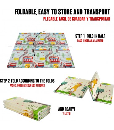 Сгъваемо детско килимче за игра, топлоизолиращо 180x200х1см - Превозни средства + Животни в самолет