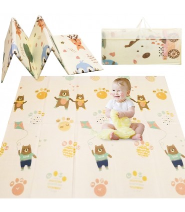 Сгъваемо детско килимче за игра, топлоизолиращо 180x200х1см - мече с хвърчило