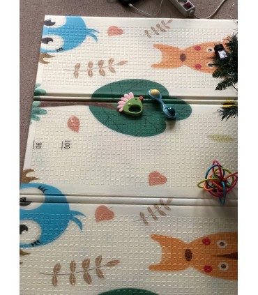 Сгъваемо детско килимче за игра, топлоизолиращо 180x200х1см - мече с хвърчило