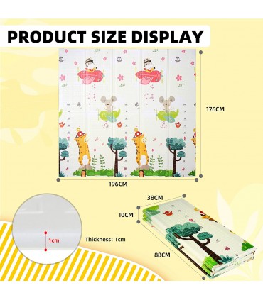 Сгъваемо детско килимче за игра, топлоизолиращо 180x200х1см  - модел Животни в самолет и азбука