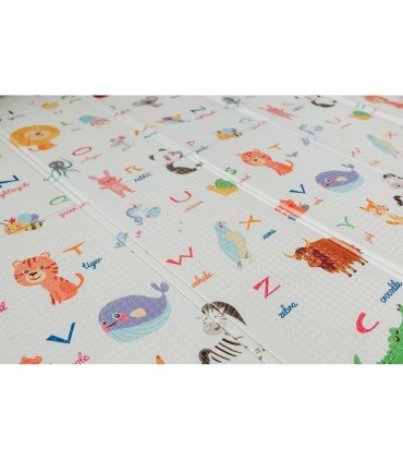 Сгъваемо детско килимче за игра, топлоизолиращо 180x200х1см  - модел Животни в самолет и азбука