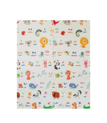 Сгъваемо детско килимче за игра, топлоизолиращо 180x200х1см  - модел Животни в самолет и азбука