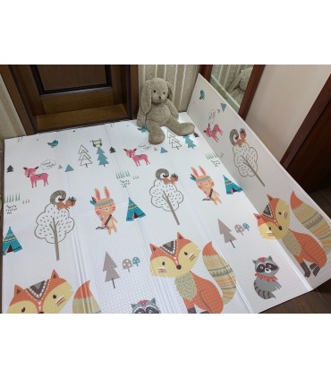 Сгъваемо детско килимче за игра, топлоизолиращо 180x200х1см - модел Лисица и Тигър