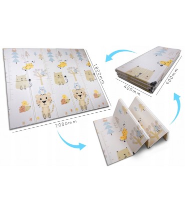 Сгъваемо детско килимче за игра, топлоизолиращо 180x200х1см - модел Лисица и Тигър