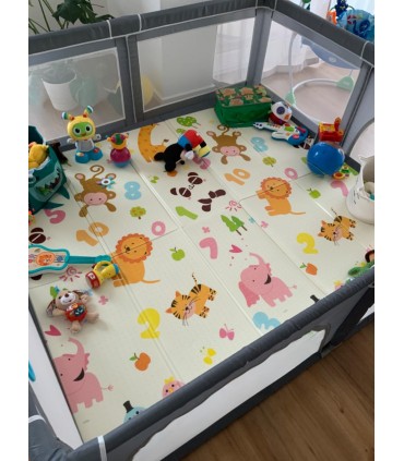 Сгъваемо детско килимче за игра, топлоизолиращо 180x200x1cm - Жираф и Цифри