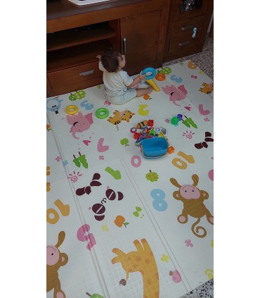 Сгъваемо детско килимче за игра, топлоизолиращо 180x200x1cm - Жираф и Цифри