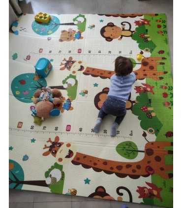 Сгъваемо детско килимче за игра, топлоизолиращо 180x200x1cm - Жираф и Цифри