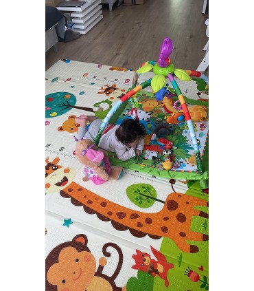 Сгъваемо детско килимче за игра, топлоизолиращо 180x200x1cm - Жираф и Цифри