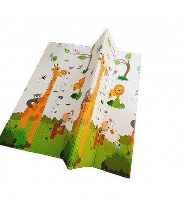 Сгъваемо детско килимче за игра, топлоизолиращо 180x200x1cm - модел жираф и влак с животни
