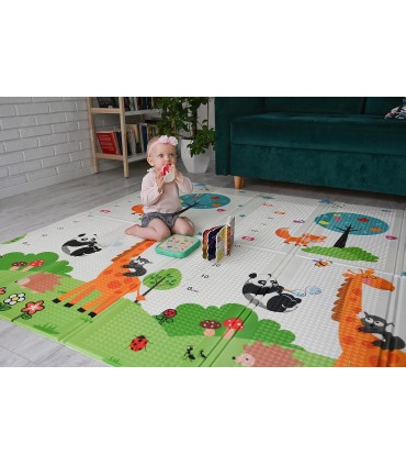 Сгъваемо детско килимче за игра, топлоизолиращо 180x200x1cm - модел Горски рай + Трафик