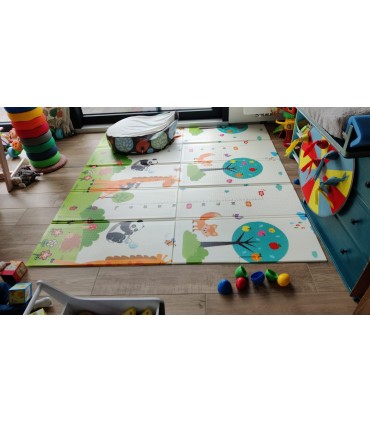 Сгъваемо детско килимче за игра, топлоизолиращо 180x200x1cm - модел Горски рай + Трафик