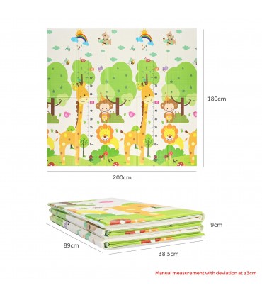 Сгъваемо детско килимче за игра, топлоизолиращо 180x200x1cm - модел Трафик + Джунгла