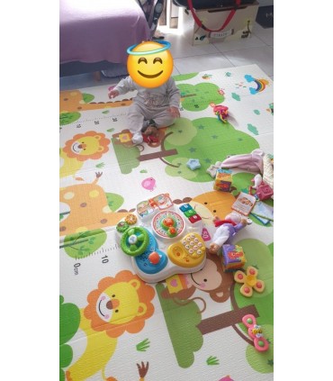 Сгъваемо детско килимче за игра, топлоизолиращо 180x200x1cm - модел Трафик + Джунгла