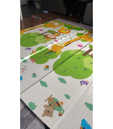 Сгъваемо детско килимче за игра, топлоизолиращо 180x200x1cm - модел Трафик + Джунгла