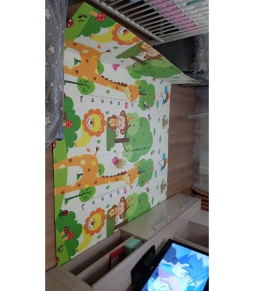 Сгъваемо детско килимче за игра, топлоизолиращо 160x180x1cm - Трафик + Джунгла